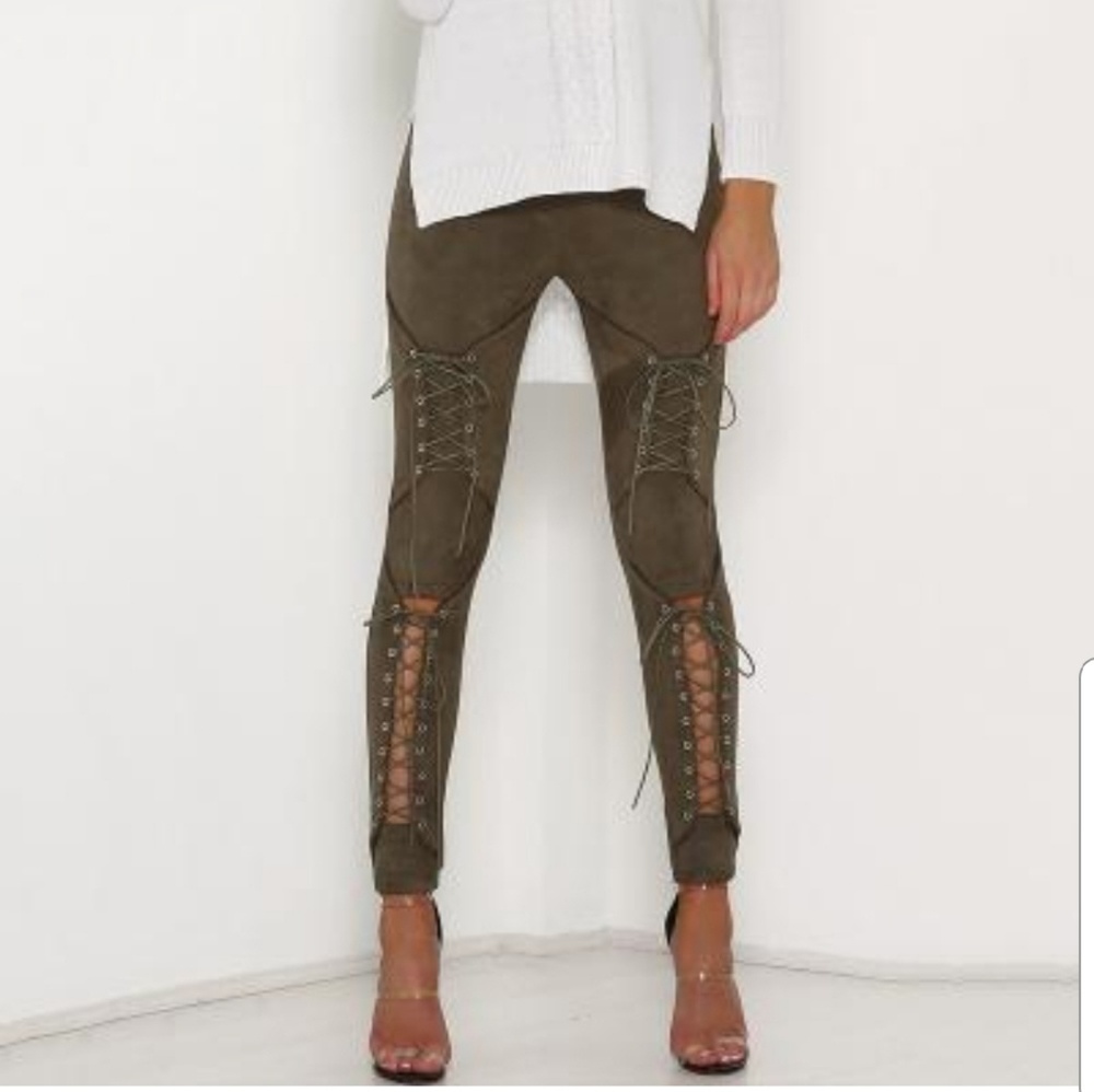 Suede tie up legging